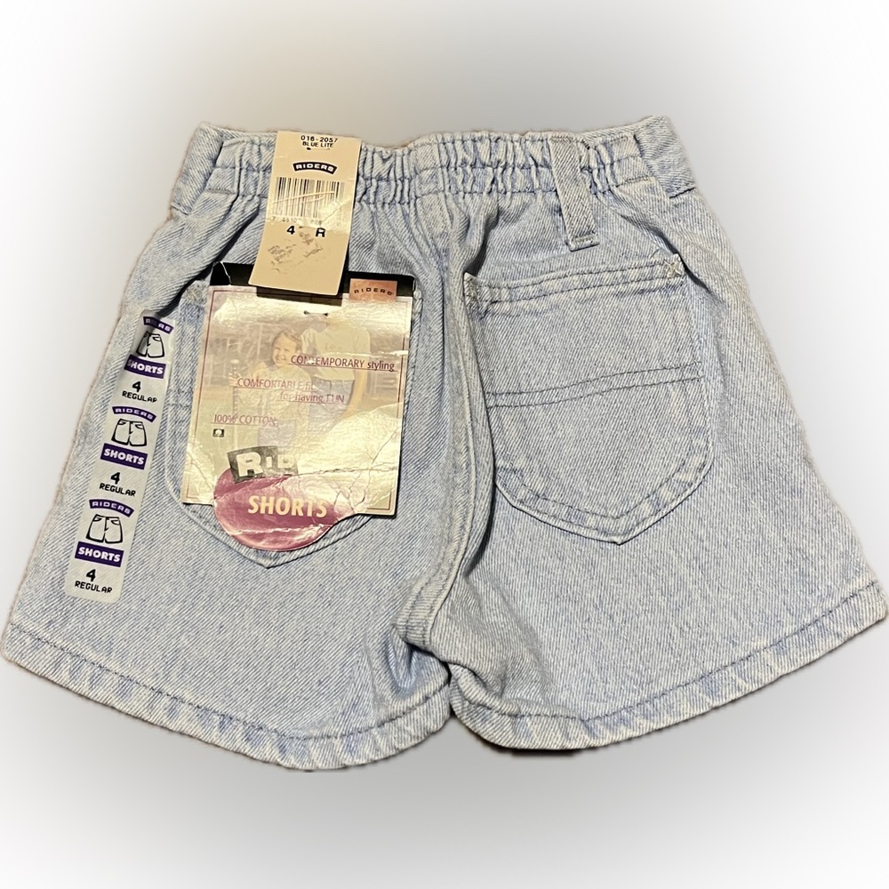 Rare Vintage Rider Kids Denim Shorts NWT Size 4R 90s Light Wash